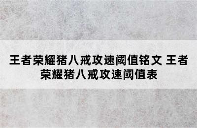 王者荣耀猪八戒攻速阈值铭文 王者荣耀猪八戒攻速阈值表